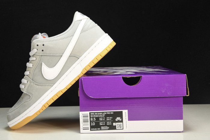 nike sb dunk low pro iso orange label wolf grey gum dv5464-001