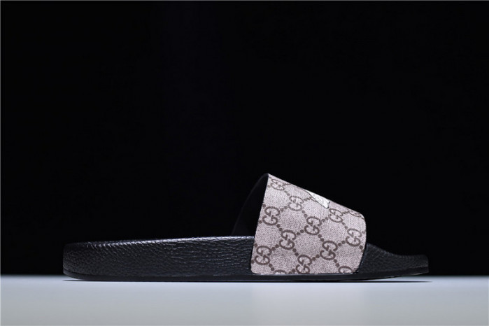 gc leather slide sandal with plaid bee